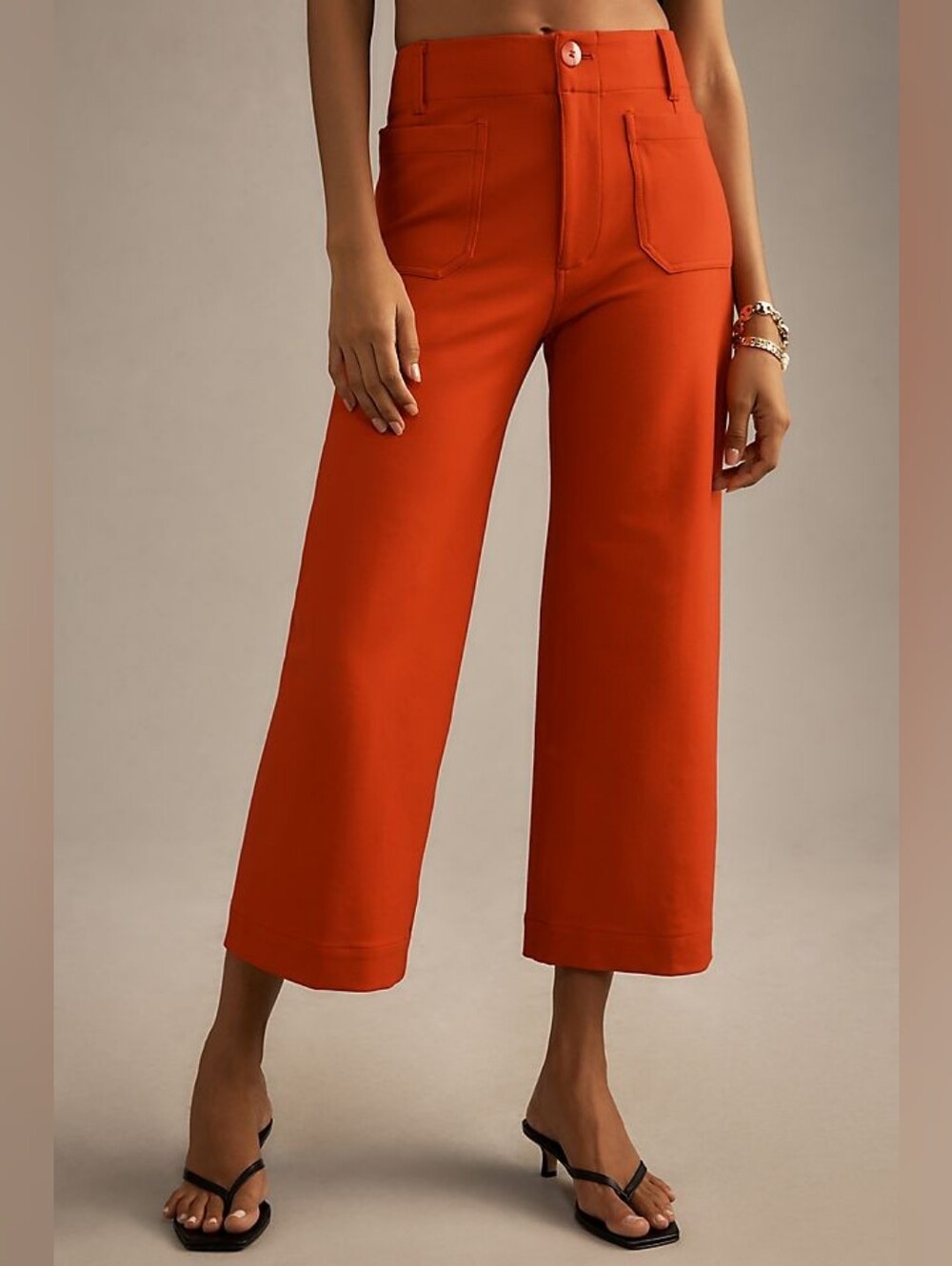 Maeve The Colette Ponte Crop Wide-Leg Pants 27 Light Red